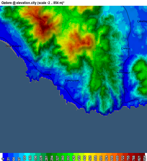 Zoom OUT 2x Özdere, Turkey elevation map