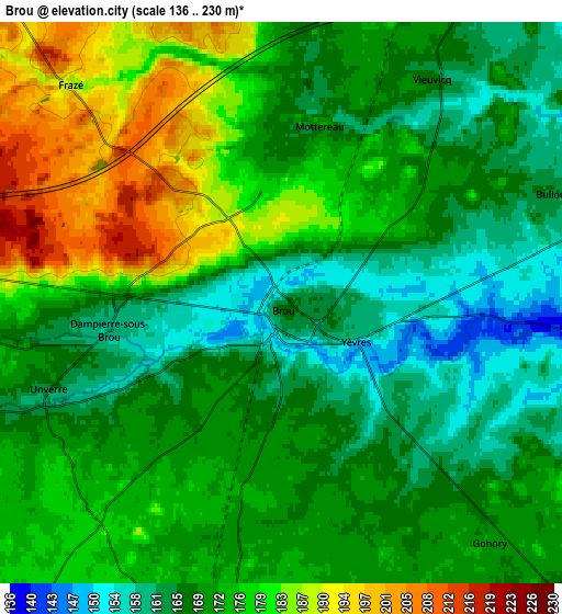 Zoom OUT 2x Brou, France elevation map