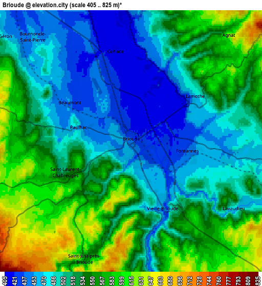 Zoom OUT 2x Brioude, France elevation map