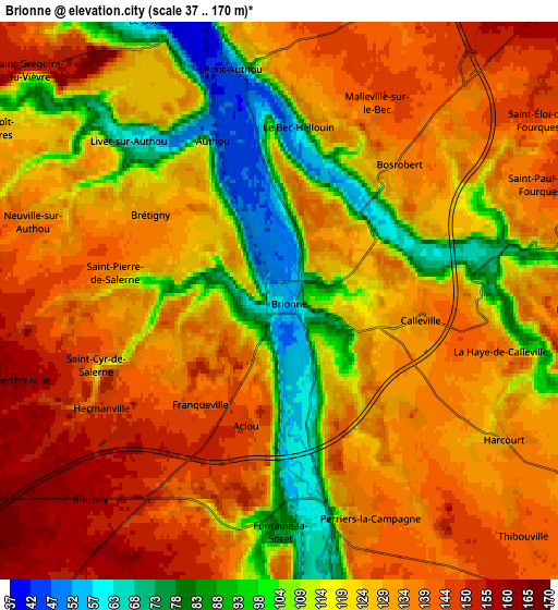 Zoom OUT 2x Brionne, France elevation map