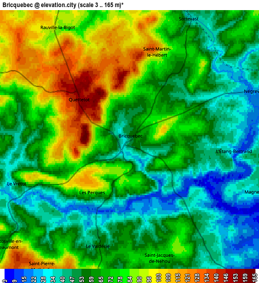 Zoom OUT 2x Bricquebec, France elevation map