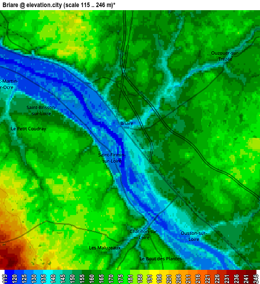 Zoom OUT 2x Briare, France elevation map