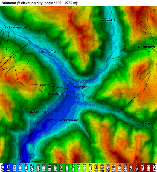 Zoom OUT 2x Briançon, France elevation map