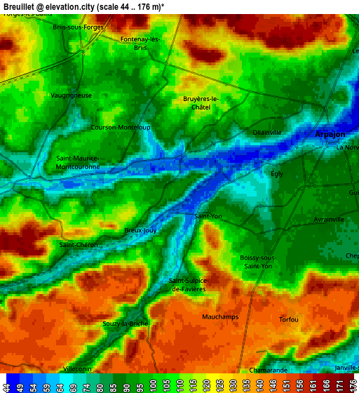 Zoom OUT 2x Breuillet, France elevation map