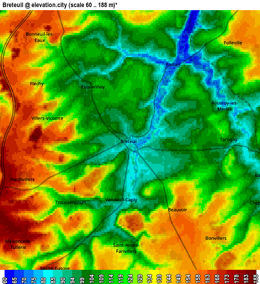 Zoom OUT 2x Breteuil, France elevation map