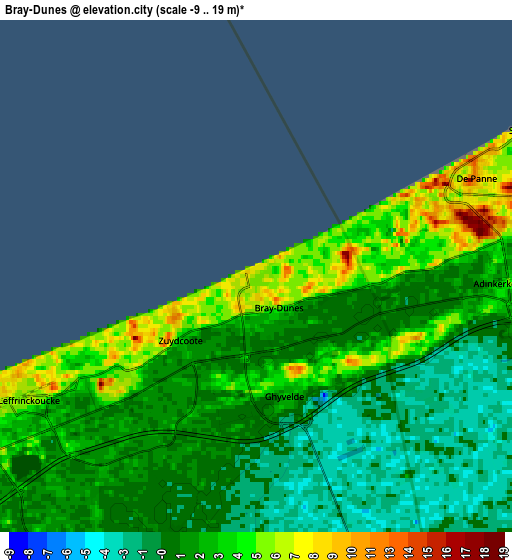 Zoom OUT 2x Bray-Dunes, France elevation map