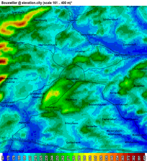 Zoom OUT 2x Bouxwiller, France elevation map