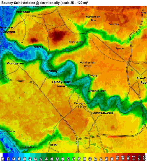 Zoom OUT 2x Boussy-Saint-Antoine, France elevation map