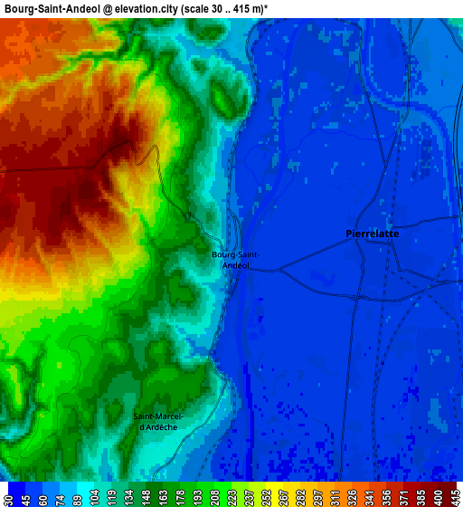 Zoom OUT 2x Bourg-Saint-Andéol, France elevation map