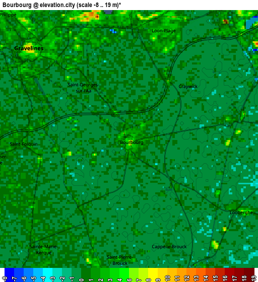 Zoom OUT 2x Bourbourg, France elevation map