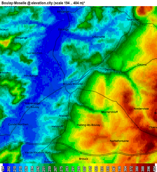 Zoom OUT 2x Boulay-Moselle, France elevation map