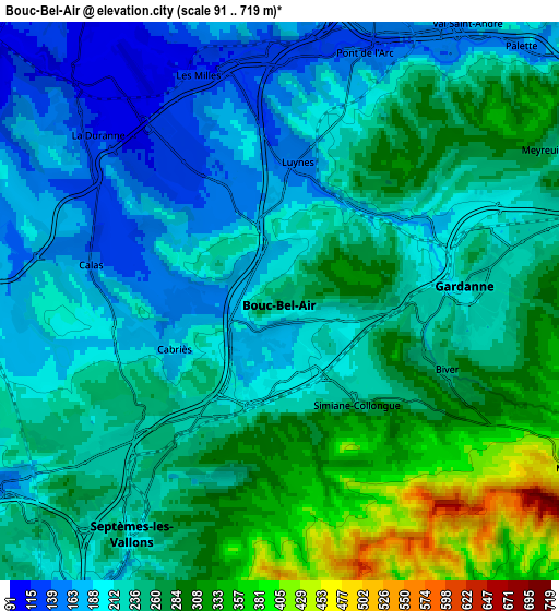 Zoom OUT 2x Bouc-Bel-Air, France elevation map