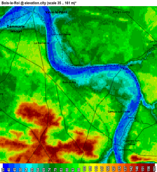 Zoom OUT 2x Bois-le-Roi, France elevation map