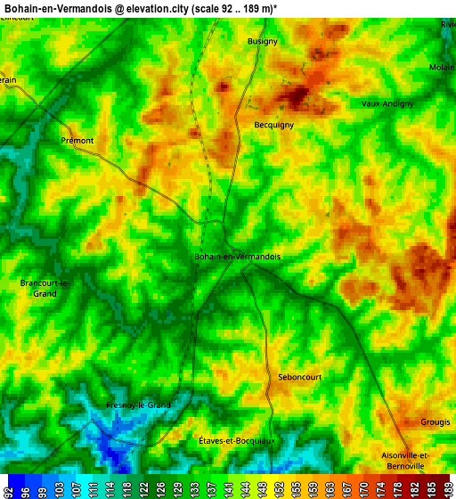 Zoom OUT 2x Bohain-en-Vermandois, France elevation map