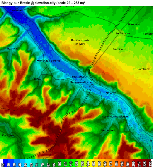 Zoom OUT 2x Blangy-sur-Bresle, France elevation map