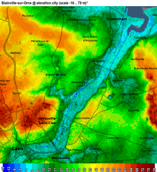 Zoom OUT 2x Blainville-sur-Orne, France elevation map