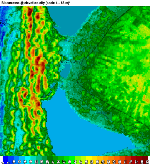 Zoom OUT 2x Biscarrosse, France elevation map