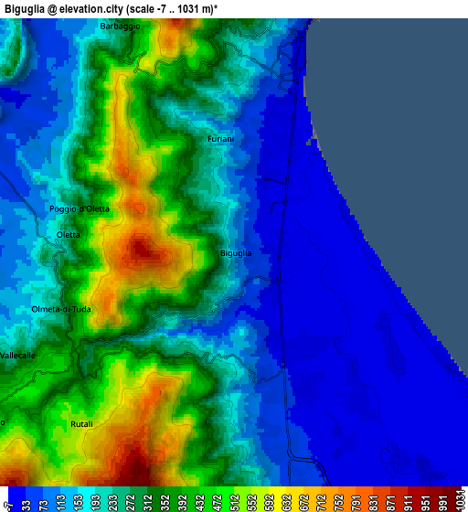 Zoom OUT 2x Biguglia, France elevation map