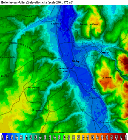 Zoom OUT 2x Bellerive-sur-Allier, France elevation map