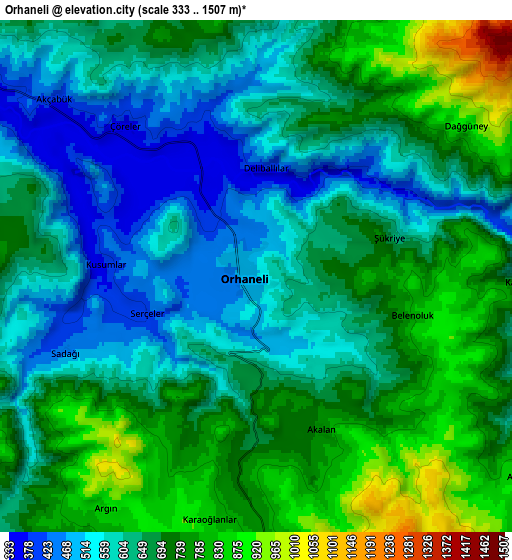 Zoom OUT 2x Orhaneli, Turkey elevation map