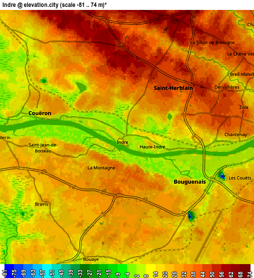 Zoom OUT 2x Indre, France elevation map