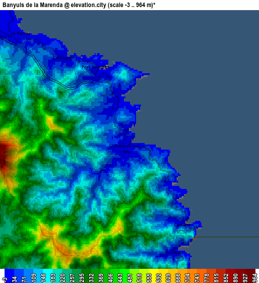 Zoom OUT 2x Banyuls de la Marenda, France elevation map