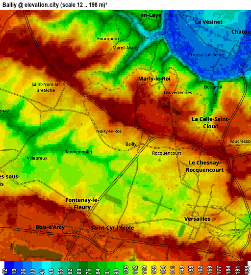 Zoom OUT 2x Bailly, France elevation map