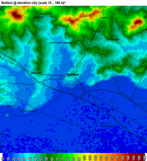 Zoom OUT 2x Bailleul, France elevation map