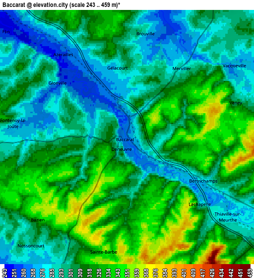 Zoom OUT 2x Baccarat, France elevation map