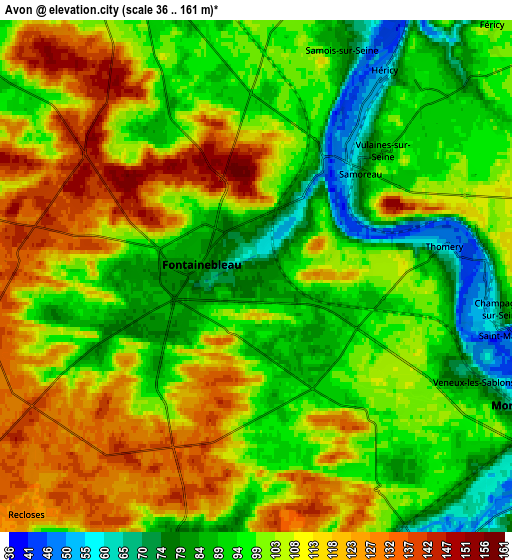 Zoom OUT 2x Avon, France elevation map