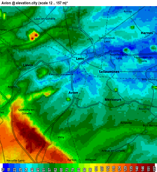 Zoom OUT 2x Avion, France elevation map