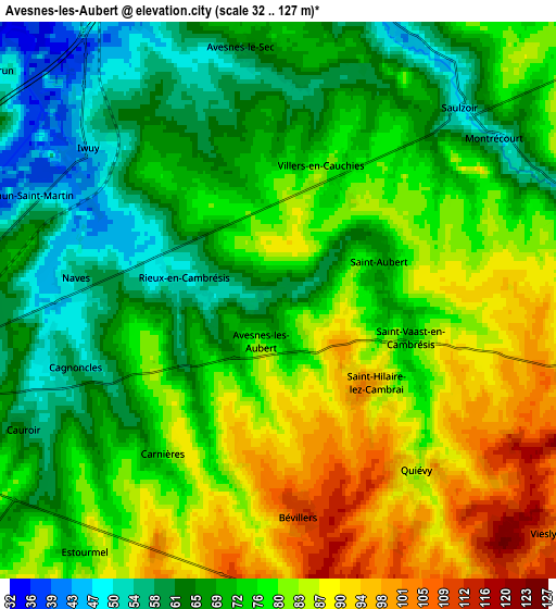 Zoom OUT 2x Avesnes-les-Aubert, France elevation map