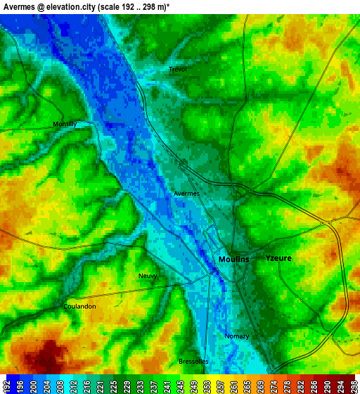 Zoom OUT 2x Avermes, France elevation map