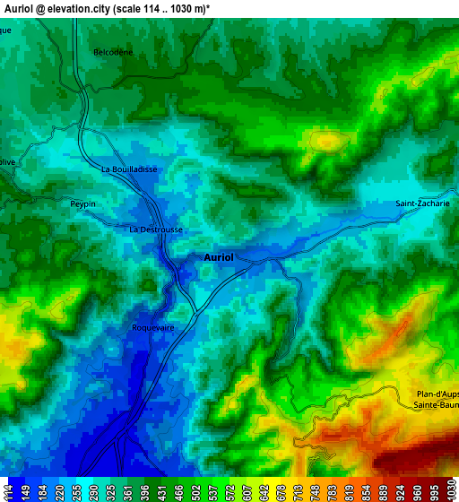 Zoom OUT 2x Auriol, France elevation map