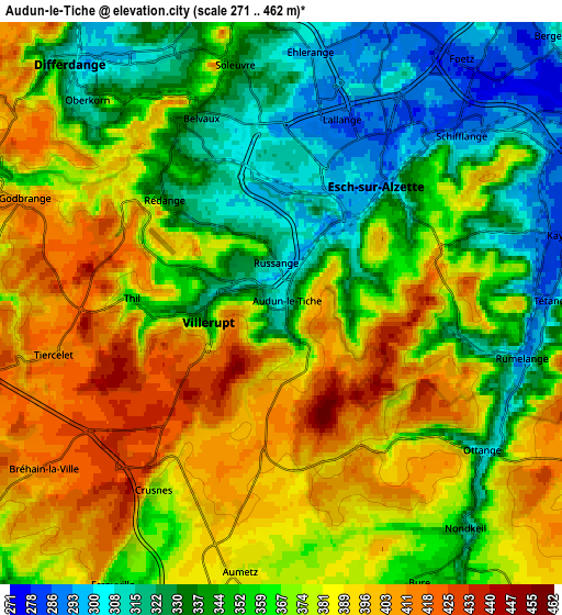 Zoom OUT 2x Audun-le-Tiche, France elevation map