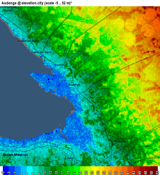 Zoom OUT 2x Audenge, France elevation map