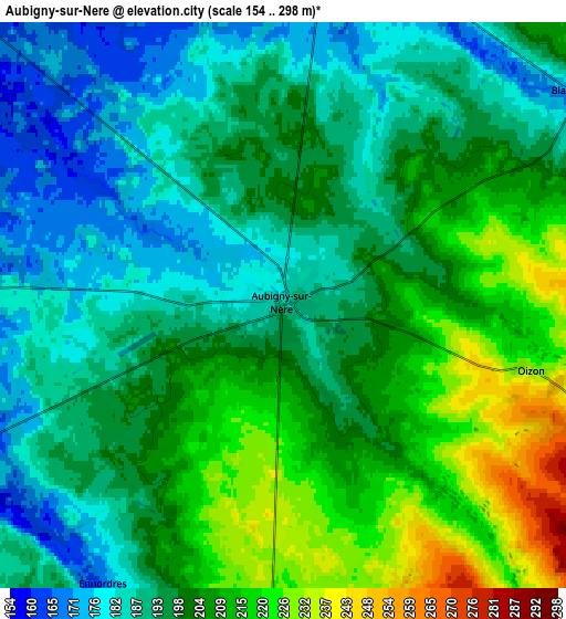 Zoom OUT 2x Aubigny-sur-Nère, France elevation map