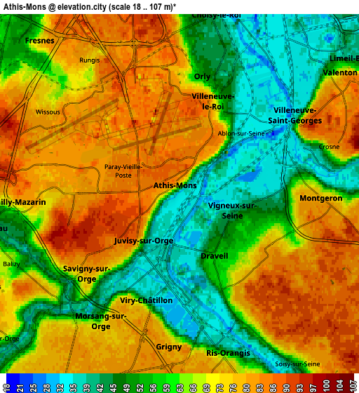 Zoom OUT 2x Athis-Mons, France elevation map