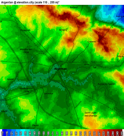 Zoom OUT 2x Argentan, France elevation map