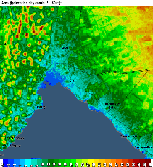 Zoom OUT 2x Arès, France elevation map