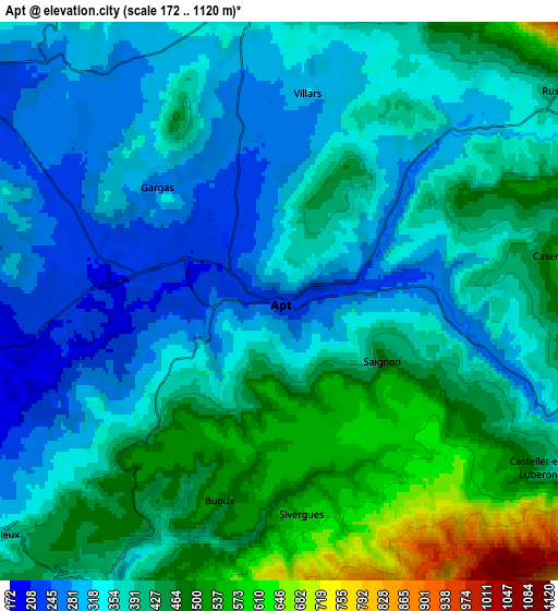 Zoom OUT 2x Apt, France elevation map