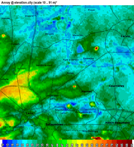 Zoom OUT 2x Annay, France elevation map