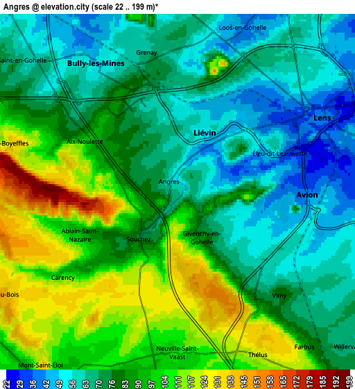 Zoom OUT 2x Angres, France elevation map