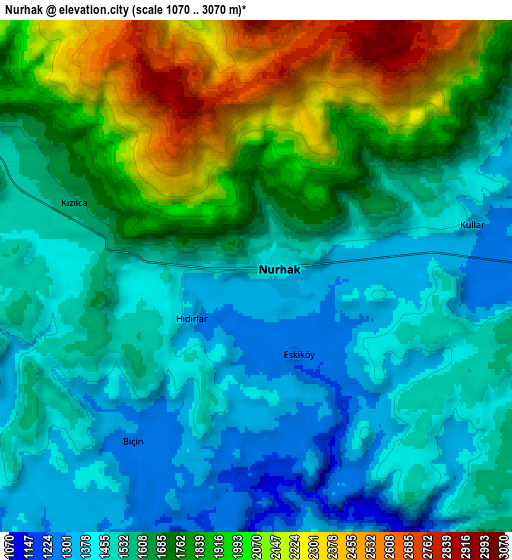 Zoom OUT 2x Nurhak, Turkey elevation map