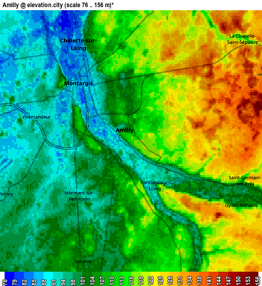 Zoom OUT 2x Amilly, France elevation map