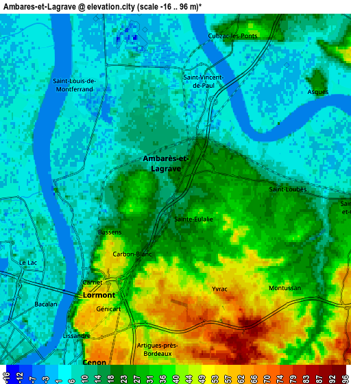 Zoom OUT 2x Ambarès-et-Lagrave, France elevation map