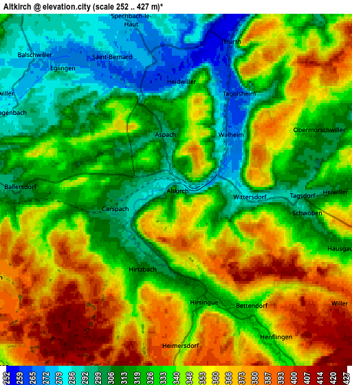 Zoom OUT 2x Altkirch, France elevation map