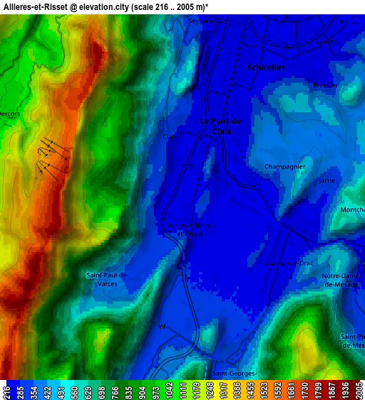 Zoom OUT 2x Allières-et-Risset, France elevation map