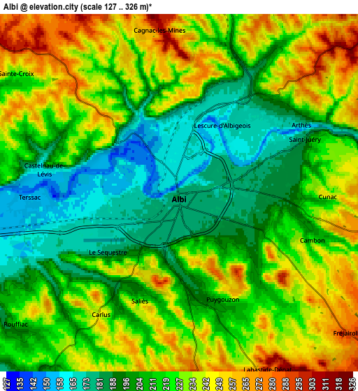 Zoom OUT 2x Albi, France elevation map