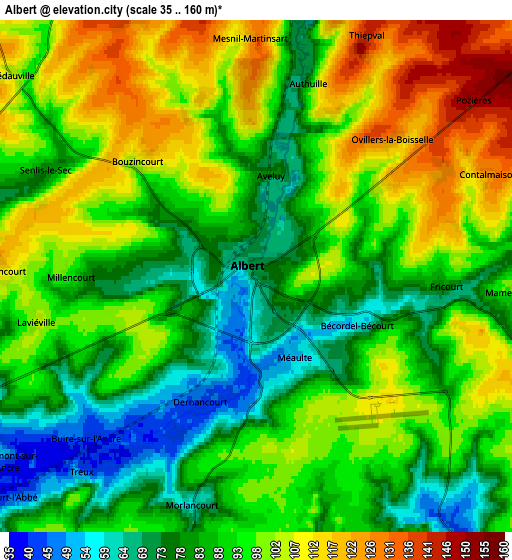 Zoom OUT 2x Albert, France elevation map